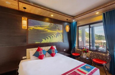 Habitación con dos camas individuales y vistas a la montaña — Green View Hotel Sapa